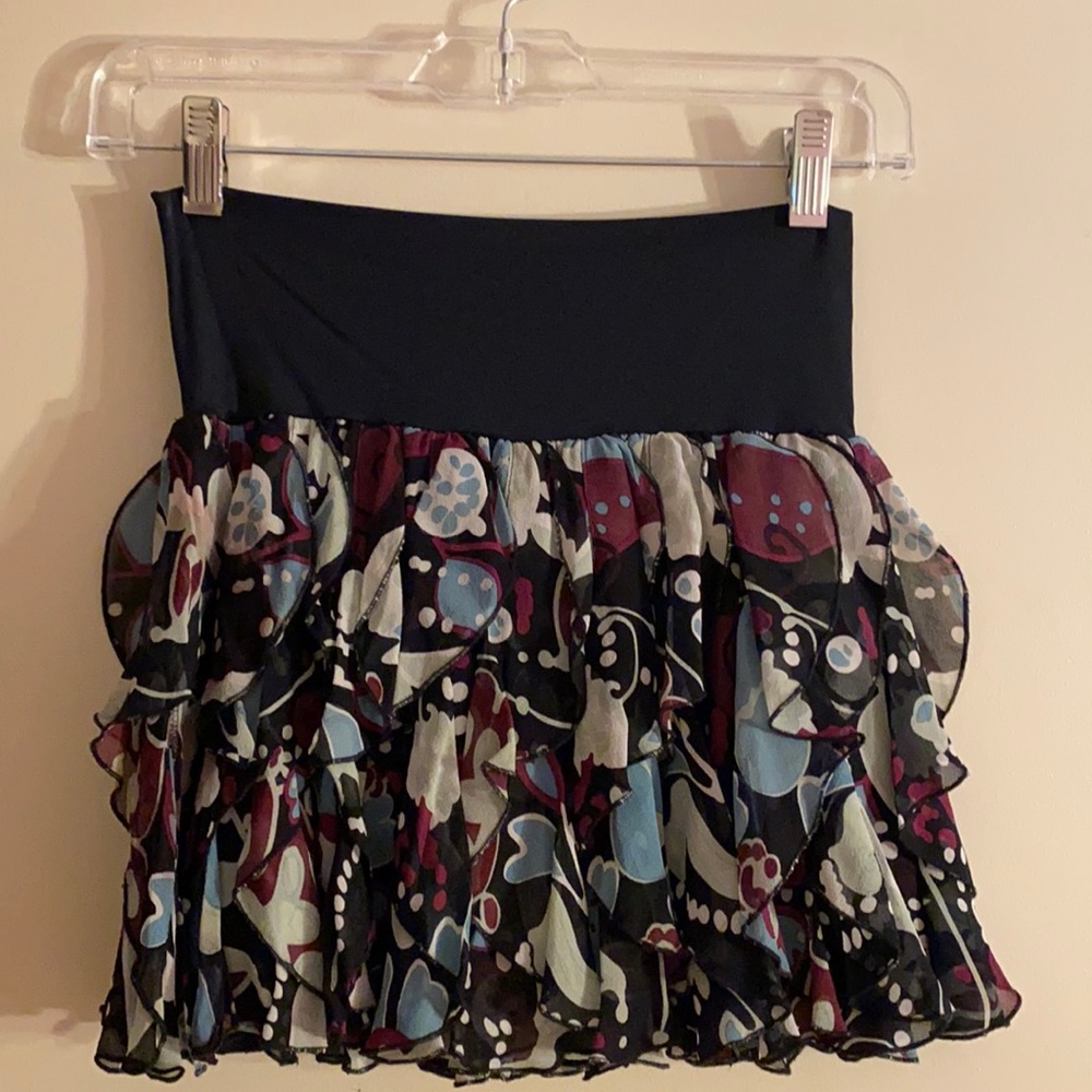Ruffle Silk Miniskirt